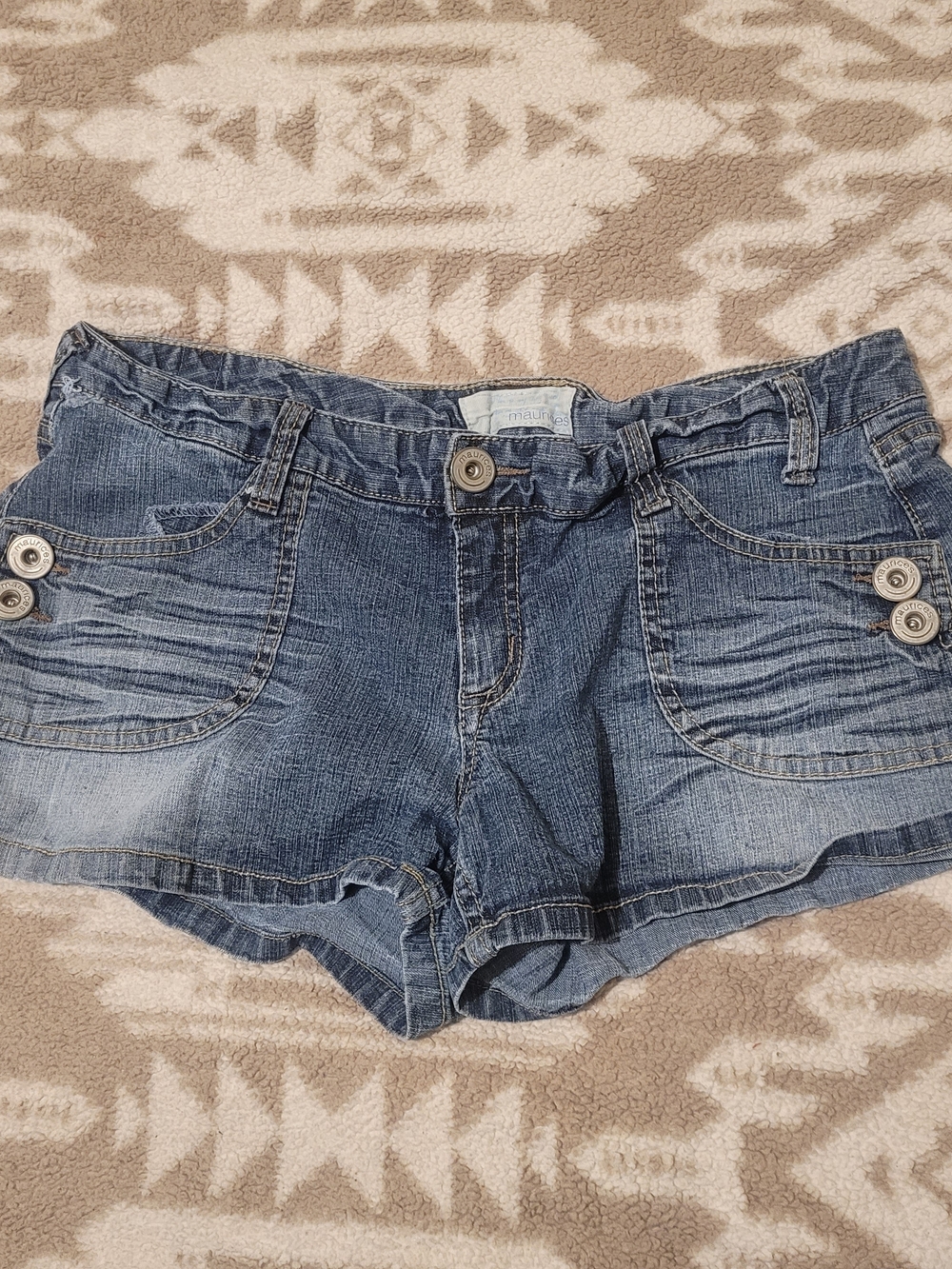 Maurices Light Blue Distressed Denim Pocket Shorts